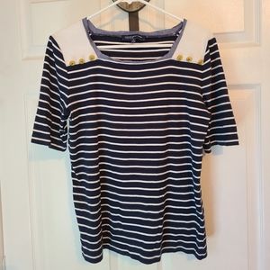 (389) Jones New York Signature Woman's Short Sleeve Blouse, XL, Color: Navy Blue